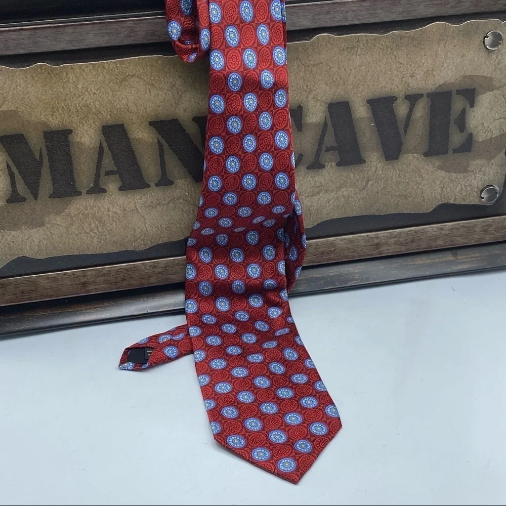 Jos A‎ Bank Red Blue Yellow Pendant Silk Tie Made in Italy